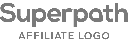 Superpath affiliate logo — gray wordmark with 'AFFILIATE LOGO' text beneath on transparent background